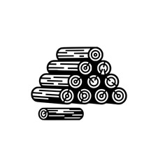 Bold Minimalist Firewood Pile Vector Icon. Black and White Flat Design Stacked Logs Silhouette for SVG Cutting Files, Campfire Branding, Woodworking Logo, and Modern Outdoor Survival Illustration