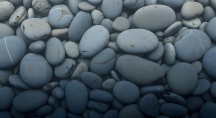Abstract Texture Background Pattern Design Wallpaper Surface Grey River Pebble Stone Rock Smooth Round Wet Water Shore Beach Nature Zen Spa Garden Relax Concept

