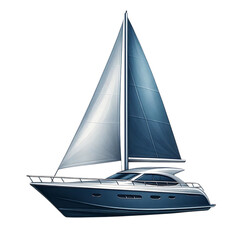 Modern Sailboat Logo with Dual Blue Sails and Streamlined Hull on White Background