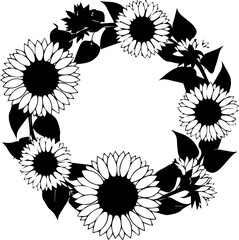 Vibrant sunflower wreath design perfect for summer celebrations invitations and floral branding projects