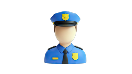 3D Rendered Policeman in Uniform on White Background