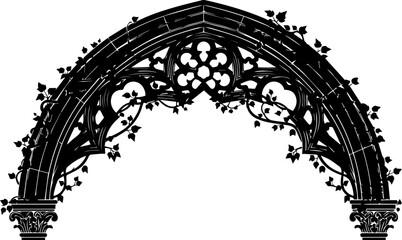 Elegant gothic archway adorned with delicate ivy vines, evoking timeless architectural beauty and historical charm for design projects. © Artesian Edge