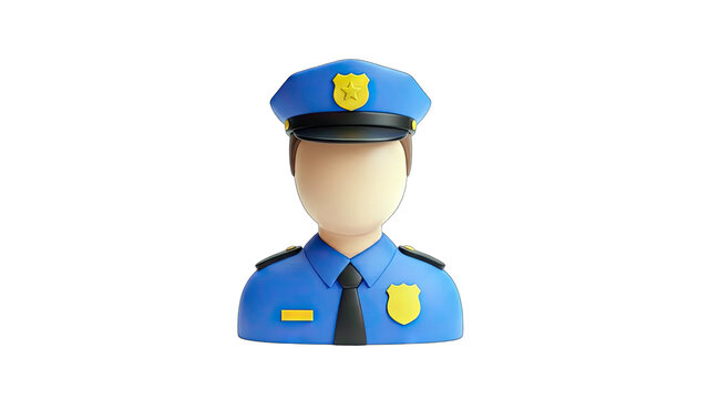 3D Rendered Policeman in Uniform on White Background