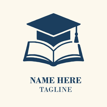 Education Logo Design Template | Academic Graduation Cap and Book Logo | School, College, University, Training Institute or Online Learning Brand Identity