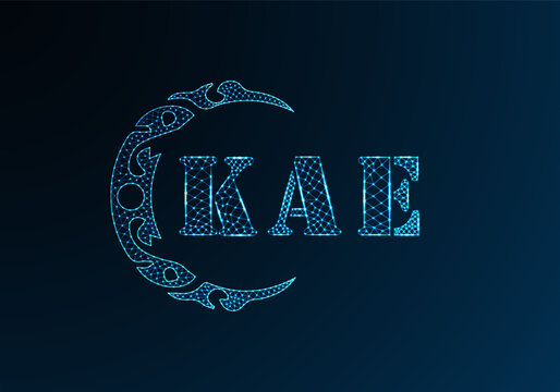 Low poly letter logo KAE design. KAE letter logo low poly vector design on blue color gradient background. KAE logo low poly design