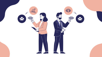 Digital communication and social interaction between women and men using icons and technology in a