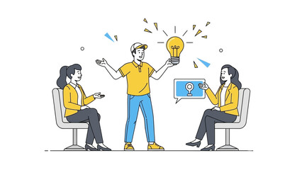 Innovative team discussion with creative idea sharing and brainstorming