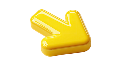 Arrow down UI glossy minimal 3D icon for interface navigation controls isolated on white background