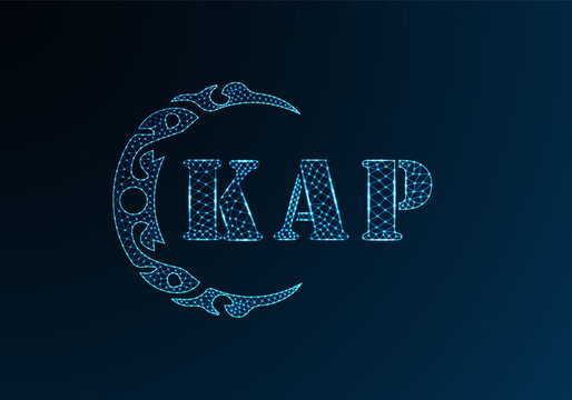 Low poly letter logo KAP design. KAP letter logo low poly vector design on blue color gradient background. KAP logo low poly design