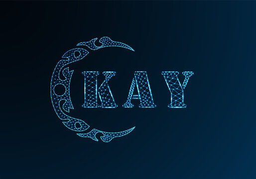 Low poly letter logo KAY design. KAY letter logo low poly vector design on blue color gradient background. KAY logo low poly design