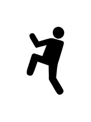 Active Person Climbing Upwards or Ascending with Bent Limbs on an Isolated White Background