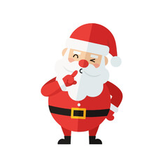 Santa Claus whispering Christmas character red costume.