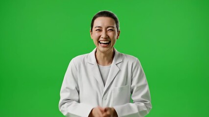 Energetic doctor showcase emotional range in green screen, expressing surprise, confusion and