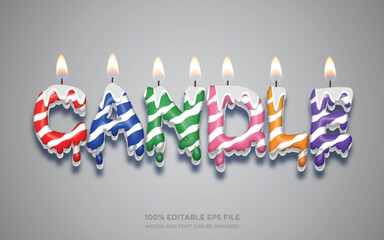 Colorful Melted Candle 3D editable text style effect