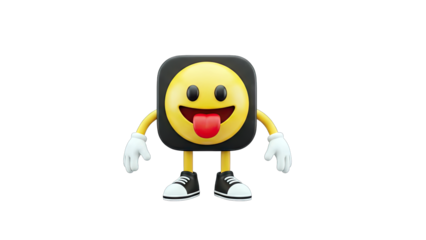 Emoji Character Sticking Out Tongue on White Background