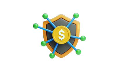 Financial Security Shield: Protecting Dollar Coin Concept