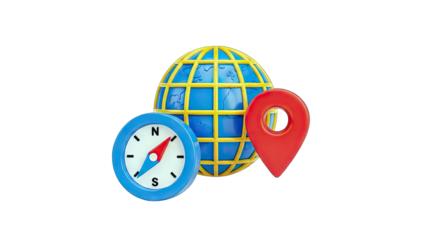 Globe, Compass, and Location Pin: Travel Concept