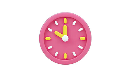 Pink Clock Showing 10 O'Clock on White Background