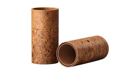 Three cylindrical containers with cork and bamboo lids, minimalist design.