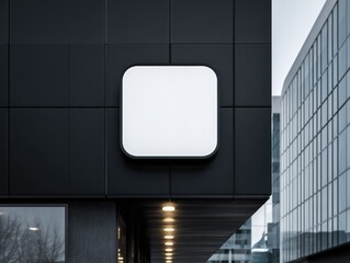 Modern blank sign on a dark building