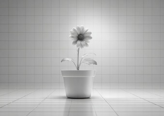 Simple white flower in pot