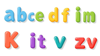Colorful Cartoon Lowercase Letters Isolated on White Background for Educational Purposes