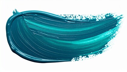 Dynamic Brushstroke in Teal and Blue &ndash; Glossy Paint Texture with Expressive Motion and Gradient Depth