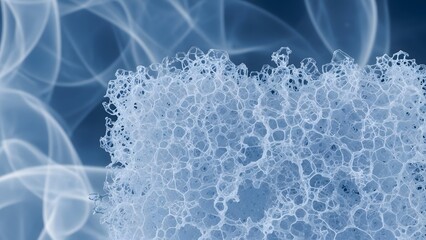 Blue Porous Foam Sponge Bubble Soap Macro Hygiene Cleaning Concept Filter Insulation Material Abstract Texture Background Pattern Surface Design
