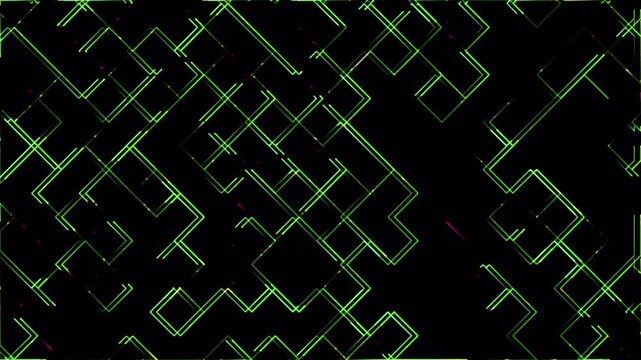 Abstract green geometric square pattern background with a maze style design