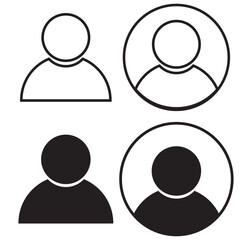 user icon set person profile contact people group team outline stroke social member partnership teamwork business human sign symbol web buttons flat vector illustration