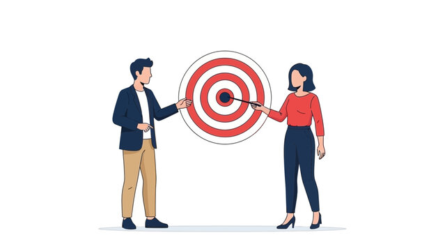 Business Collaboration and Goal Setting with Teamwork and Target Achievement Illustration - Powered by Adobe