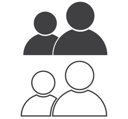 user icon set person profile contact people group team outline stroke social member partnership teamwork business human sign symbol web buttons flat vector illustration