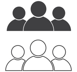 user icon set person profile contact people group team outline stroke social member partnership teamwork business human sign symbol web buttons flat vector illustration