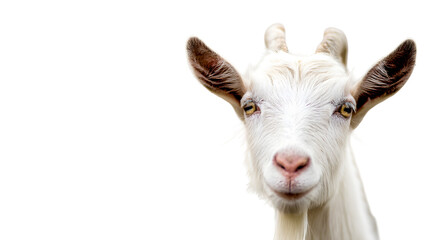 Fototapeta premium Close-up of a white goat's face with soft focus background