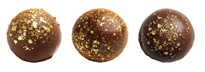 Luxury chocolate truffles with gold flakes