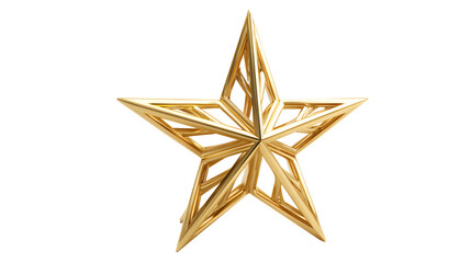 Fototapeta premium A shiny golden star trophy for top christmas tree on a white background