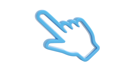 3D Blue Hand Cursor Icon