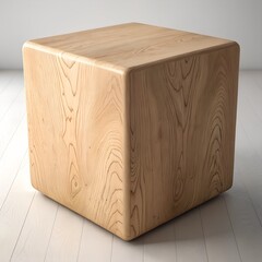 Wooden Cube Block Decor on White Floor
