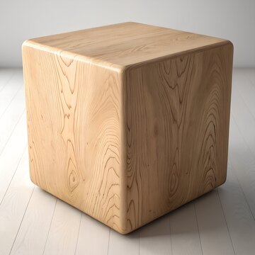Wooden Cube Block Decor on White Floor