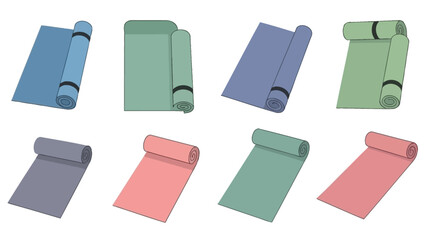 Colorful Yoga Mats Illustration for Fitness and Wellness Practices Collection