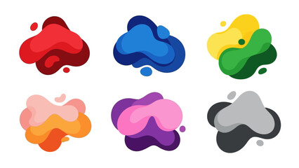 Colorful Abstract Fluid Blob Shapes Collection for Modern Design Elements with Gradients and Shadows