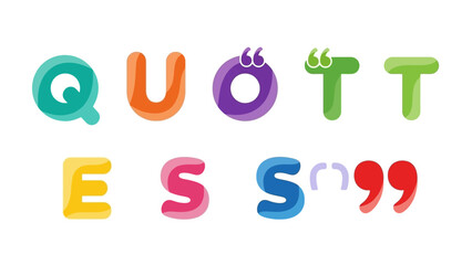 Colorful Quotation Marks and Letters Arranged to Spell 'Quotes' Graphic Illustration