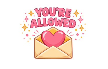 You're allowed heart in envelope with pink sparkles