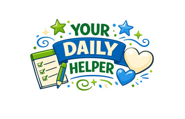 Colorful daily planner design with stars and hearts