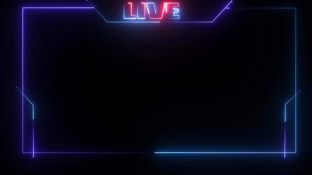live streaming neon text frame animation box frame neon frame live streaming game live Stream overlay animation for live streaming video Titles 4k - Powered by Adobe
