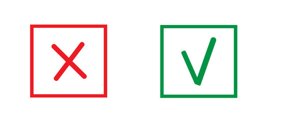 squares of choice, good and bad, on a white background,