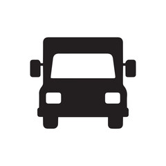 Delivery truck icon for logistics and transportation, black vector symbol