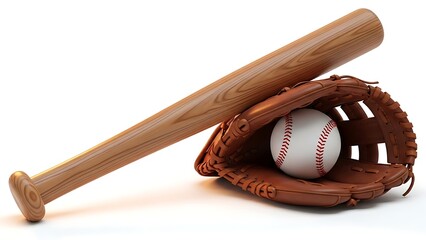 Baseball equipment for professional play with bat and glove