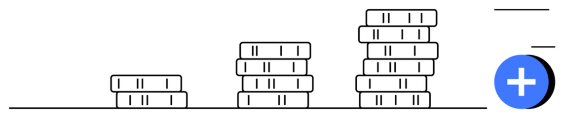Fototapeta premium Financial growth concept. Stacks of coins savings, investment, and economic progression. Financial growth s wealth accumulation and budgeting. Ideal for finance, banking, investment apps, economic