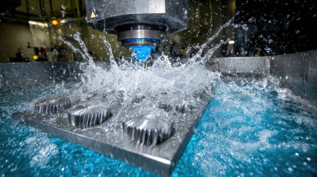 Side angle of technician monitoring metal parts undergoing rapid cooling in water bath illustrating precise temperature management and quenching variations.
